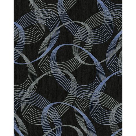 Grafik Tapete EDEM 85034BR36 Vinyltapete leicht strukturiert mit abstraktem Muster und metallischen Akzenten anthrazit schwarz-grau violett-blau silber 5,33 m2