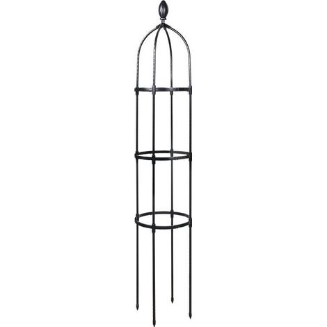 Tuteur pour plantes grimpantes 145 cm Support en métal noir résistant aux intempéries Ø 31.7 cm Installation rapide par clips (1/4)