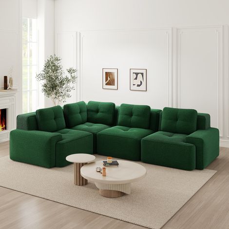 Divano senza struttura per soggiorno, divano da ufficio, divano componibile, comodo divano imbottito con seduta profonda in tessuto di velluto a coste, non richiede montaggio, design antiscivolo. Verd