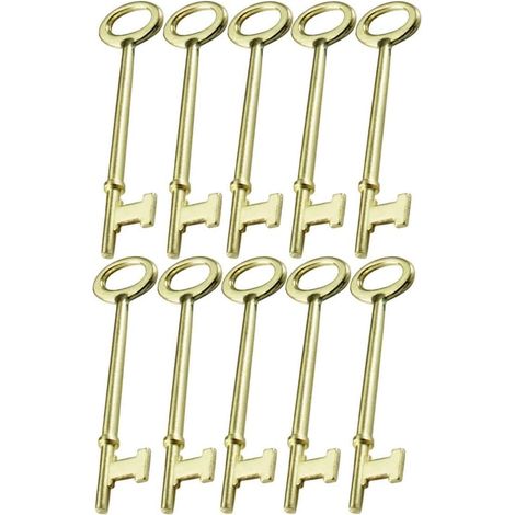 Lot de 10 serrures à levier à clé squelette et portes antiques, pointe plate (87010) (1/5)