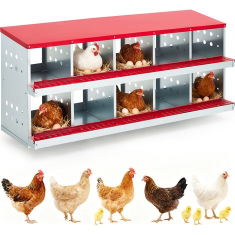 Pondoir Poules Pondeuses 10 Compartiments, Aération Intégrée, Perchoir, Murale / Sol, Résiste Aux Coups De Bec , Ramassage Facile Des Œufs (1/5)