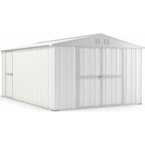 Casetta Box da Giardino in Lamiera di Acciaio Porta Utensili 327x459x217 cm Enaudi Bianco (1/4)