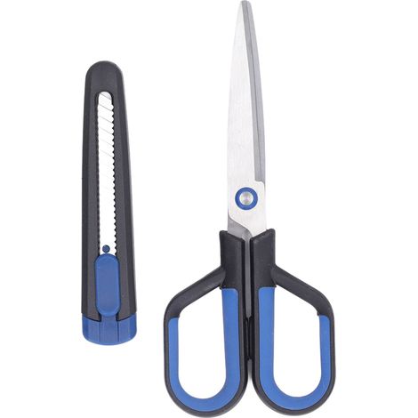 Lot de 2 ciseaux utilitaires en acier inoxydable avec lame rétractable, outils de bricolage pour le travail du papier (1/5)