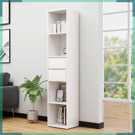 Bibliothèque - 802867 - Blanc - Bois d'ingénierie - 36 x 30 x 171 cm (1/5)