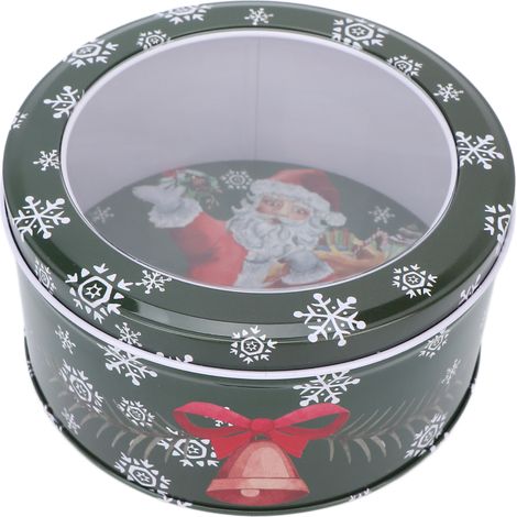 Boîte en fer blanc ronde de Noël, coffret cosmétique échantillon, emballage cadeau en métal, boîte de rangement festive, lot de 1, décoration de fête. (1/5)