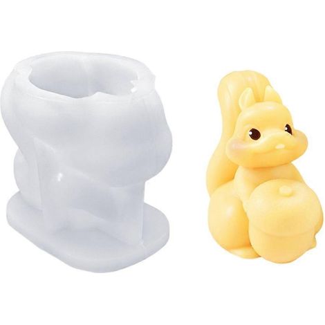 Moule à bougie écureuil 3D - Moules en silicone pour animaux - Moules de cuisson - Moules en plâtre (1/5)