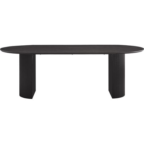 Ovaler Esstisch VAGOS in dunkelbrauner Holzoptik, Länge 220cm, ideal für ein gemütliches Esszimmer