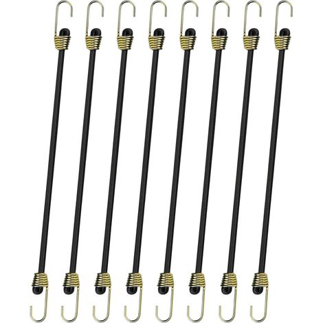 8 Pzs Tendeurs Elastiques avec Crochets, 25cm Petit Tendeurs Elastique avec Crochets, Mini Tendeurs Sandow en Caoutchouc, Sangles de Tension Robustes pour Transport Camping Bagage Bâche Tente (1/5)