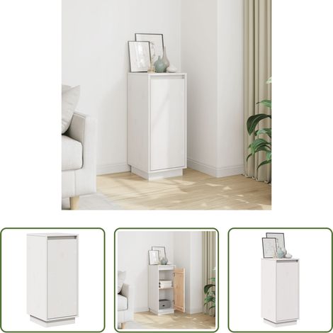 Armoire latérale - Buffet Blanc 31,5x34x75 cm Bois massif de pin (1/5)