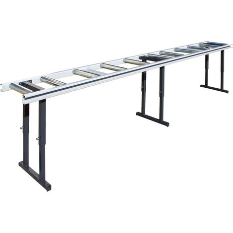 ELMAG Rollbahn für Band- Kreissägen etc., Type LCC-3000/300 mit 3 Stützfüßen, Länge:3 m, Rollen:300x50x1,5 mm, Bahnbr.:390 mm, Rollen:ca. alle 290 mm, (1/2)