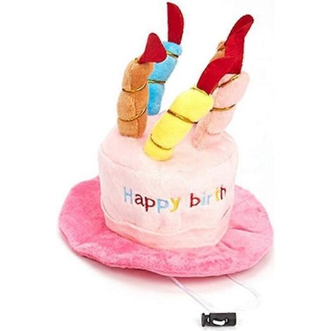 1 chapeau d'anniversaire, rose, en peluche, ajustable, pour chiens et chats (1/5)