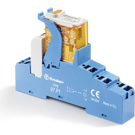 Interface 1RT 10A 24V AC étrier plastique bornes Push-in sortie d'automate FINDER 4CP180240060SPA