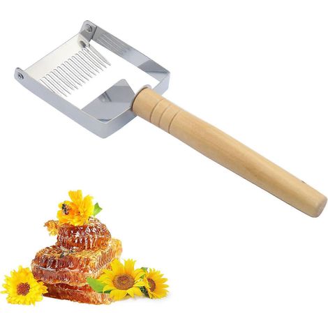 Outil d'extraction de miel pour ruche, fourchette à miel, outil pour ruche avec manche en bois, fourchette à 17 dents en acier inoxydable, apiculteur, matériel apicole (1/4)