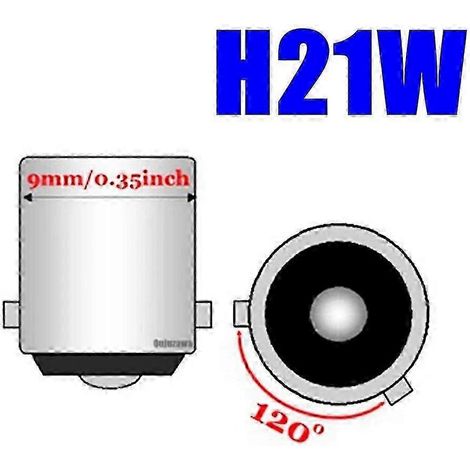 Lot de 2 ampoules LED H21w 64136 ultra-lumineuses pour feux de recul, antibrouillards arrière et clignotants/plafonnier (rouge, blanc, ambre) - Édition 0703