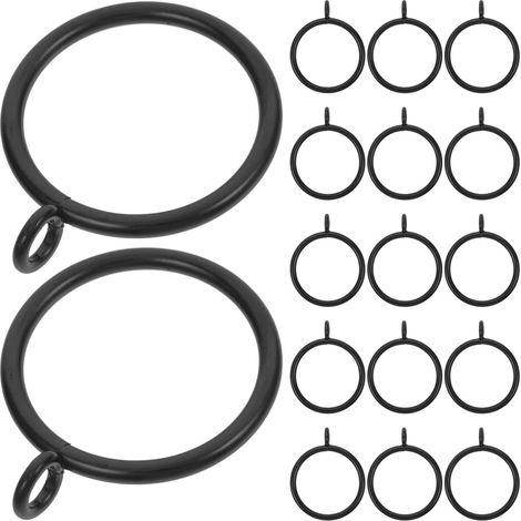 20 Pieces Black Iron Curtain Rings for Bathroom and Window (1/5)