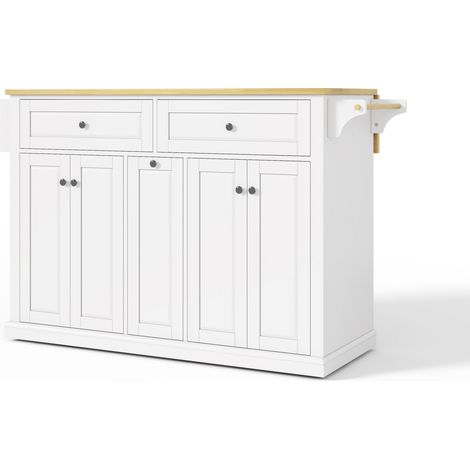 Klappbare mobile Kücheninsel mit Schubladen und feststellbaren Rollen 121 x 69 x 89 cm MDF (1/5)