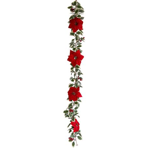 Guirlande De Noël - Lianes De Poinsettia Simulées - 170 Cm - Décoration Murale Extérieure Et Intérieure - 1 Pièce (1/5)