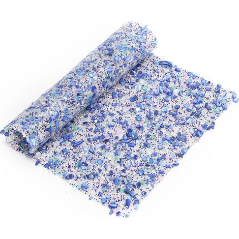 Ruban thermocollant orné de pierres précieuses artificielles, de perles et de cristaux, à appliquer au fer à repasser (bleu). Décoration à faire soi-même. (1/5)