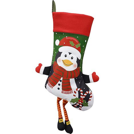 (Pinguin-Weihnachtsstrumpf) Große Geschenktüte mit Weihnachtsmann, Rentier, Schneemann und Pinguin, Weihnachtsdekoration (1/2)
