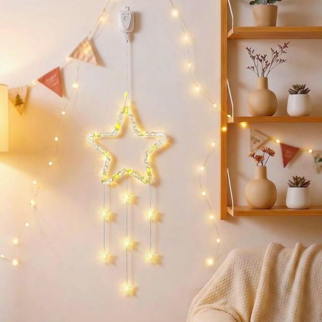 Lampe LED en forme d'étoile de Noël, 8 modes, minuteur scintillant, lumières à suspendre rechargeables pour décoration de fête, vitrine, Noël, extérieur et intérieur