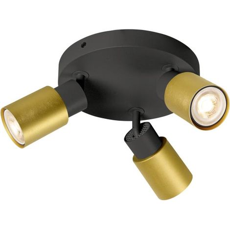 Applique et plafonnier PURI 2.0 Tube rond triple 6W GU10 noir/or - SLV - 1008333