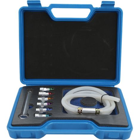 Kit de clé de purge de frein en métal et caoutchouc 7-12 mm 6 adaptateurs 1 tuyau de vidange universel pour voiture SUV camion léger moto (1/5)
