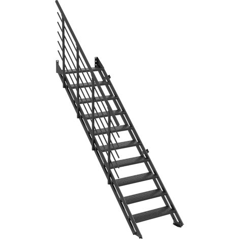 Minka Außentreppe Flex Zink 253,2cm max. Geschosshöhe 10 Stufen