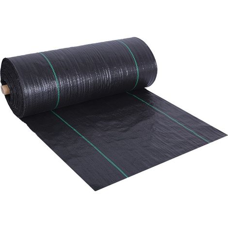 Toile de Paillage 50cmx10M Géotextile Contre Les Mauvais Herbes en Fibres de Polypropylène Tissées Anti-UV Résistant Aux Déchirures avec Haute Stabilisation Bâche de Paillage Noir (1/5)