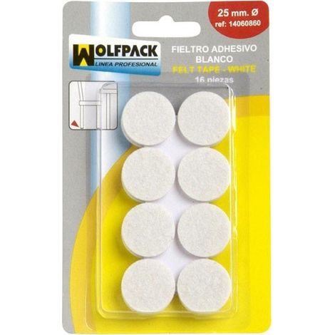 Klebefilz Ø 24 mm. (Blister 8 Stück) Weiß