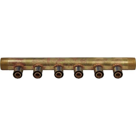 Collecteur à Sertir PER entraxe 40mm Ø3/4" (20/27) Mâle Mâle - 6 Piquages Ø16 avec ses Bagues - Arcanaute (1/2)