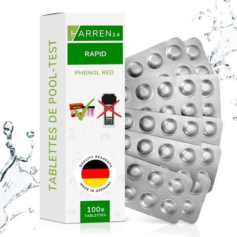 Pastilles de test (Rapid) Chlore libre DPD1, Oxygène actif DPD4, valeur du pH Phenol Red, Testeur d'eau de piscine 50x 100x 250x 500x (Phenol Red / 100 Pastilles) (1/5)