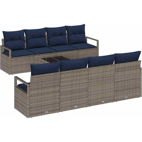 Maison Exclusive - Sofa Set mit Kissen 7 pcs Grau und Blau Poly R