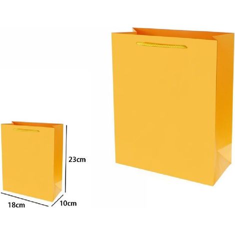 Set 3pz Enveloppe Sac Cadeau Sacs 23x18x10 Cm 69915 Jaune Avec Manche Corde