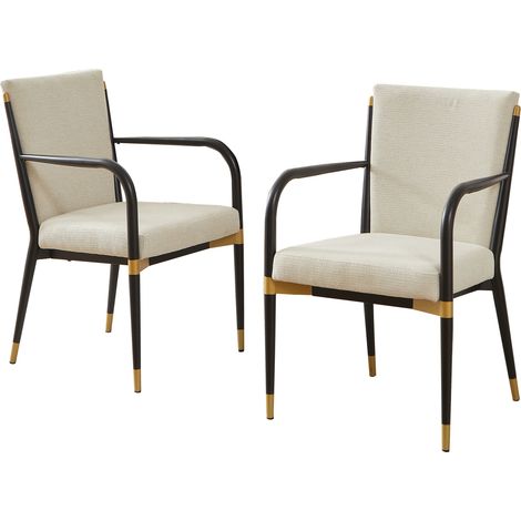 CAIzi2 chaises scandinaves confort, cadre noir, accents or, assise crème (1/5)