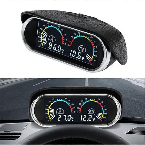 Manomètre LCD 2 en 1 pour voiture et camion : indicateur de température d'eau + voltmètre avec capteur de température 1/8 NPT. (1/5)