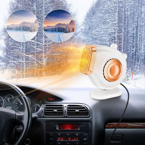 Calefactor para coche 2 en 1 con calentamiento rápido, 12 V 120 W, con funciones de calefacción y refrigeración, desempañador integrado, enchufe para encendedor de cigarrillos, base giratoria de 360°  (1/5)