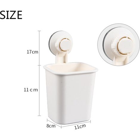 Un porte-brosse à dents à ventouse en résine ABS blanche, à fixer au mur pour une utilisation dans la salle de bain et les toilettes. (1/5)