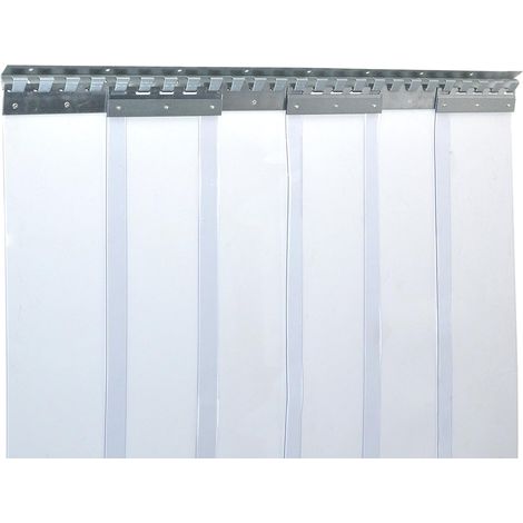 Rideau à lanières en PVC Rideau industriel à lanières 2x200mm, transparent, complètement pré-assemblé, rails de montage galvanisés, résistant aux intempéries, protection contre les éclaboussures