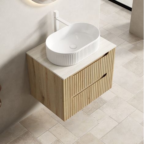 Meuble salle bain 60 cm vasque ovale céramique HAVRYA (1/5)