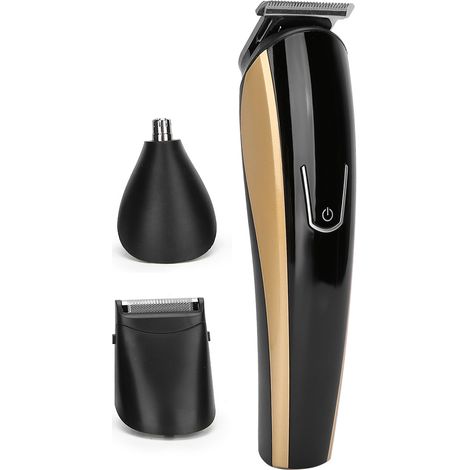 Tondeuse à cheveux 3 en 1 avec rasoir et tondeuse pour poils de nez, rechargeable, couleur or