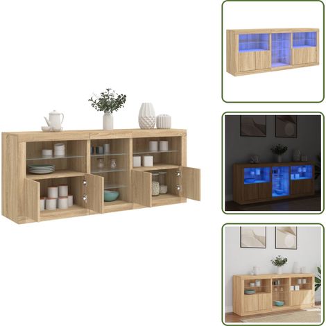 The Living Store Sideboard mit LED-Leuchten Sonoma-Eiche 162x37x67 cm - Sideboard (1/5)