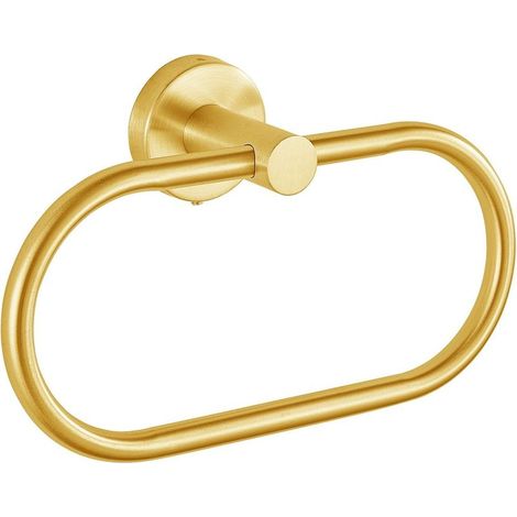 Anneau Porte-Serviettes Perforé pour Salle de Bain, Barre Porte-Serviettes Murale en Doré, Anneau de Serviettes en Acier Inoxydable de Style Moderne (1/5)