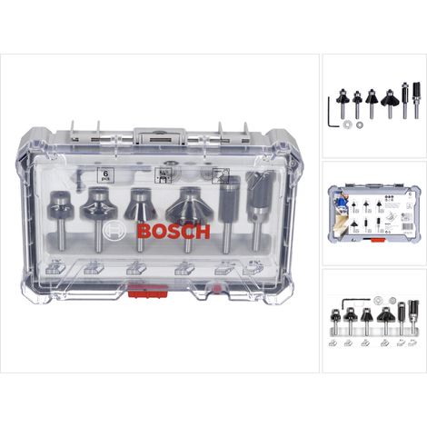 Bosch  6tlg.  Trim&Edging  Set  ¼”  Schaft  geegnet  für  Kantenfräse  GKF  -  2607017470
