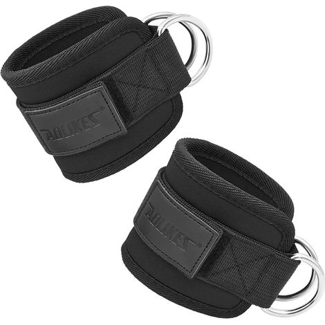 (1 paire, noir) Sangles de cheville et de poignet réglables et épaissies, adaptées aux appareils de musculation à câble, idéales pour les exercices des fessiers. (1/5)