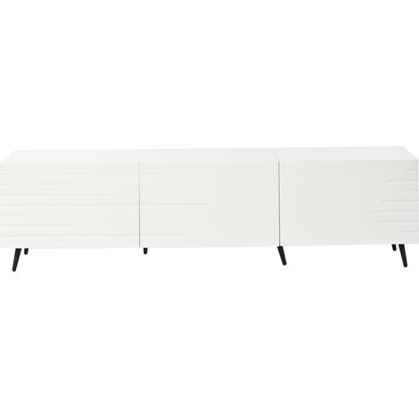 Mobile TV bianco 180 x 40 x 48 cm con 3 ante a ribalta, per TV fino a 80 pollici, MDF (1/5)