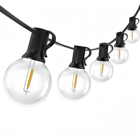 Guirlande Lumineuse Exterieure LED, 15M Guirlande Guinguette Exterieur G40 LED Ampoules IP44 Imperméable,Chaîne Lumiere Exterieur pour terrasse, mariage, Noël (1/5)