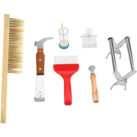 Attrezzatura per apicoltura - Kit di attrezzatura per apicoltura, spazzole per api, forchette per apicoltura, strumenti per apicoltura, 7 pezzi/set (1/5)