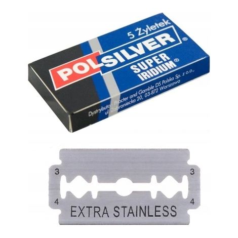 Paquete de 5 cuchillas de afeitar PolSilver Super Iridium (1/3)