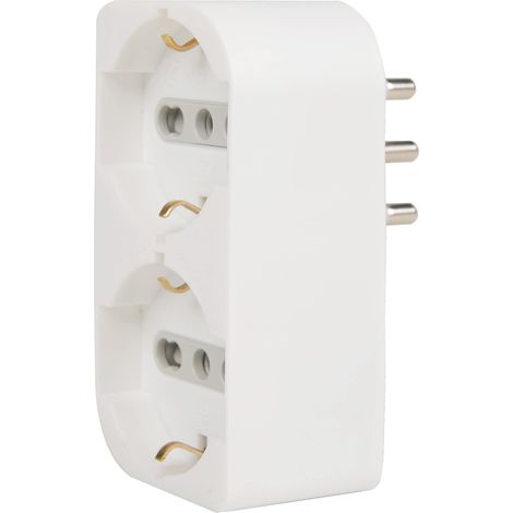 ADATTATORE SCHUKO DOPPIO SALVASPAZIO 16A 2P+T - presa 16A (1/3)