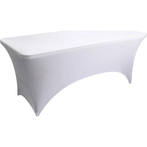 Nappe de Table Extensible Rectangulaire Lavable élastique Spandex Table Cocktail Classic pour Bar Table de Banquet de Cocktail de Mariage Décoration (Blanc,8FT:244x76cm) (1/5)